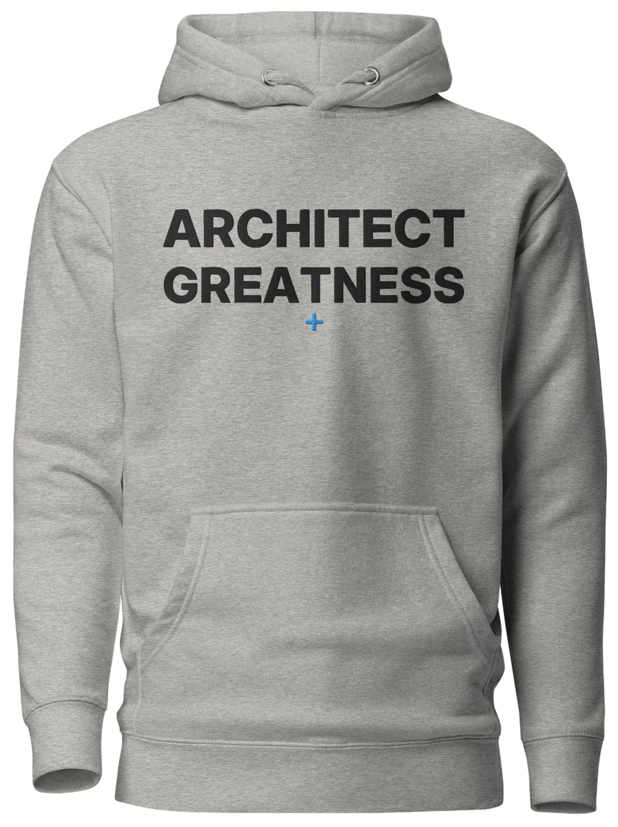 Architect Greatness Hoodie, Carbon Grey & Black, the front