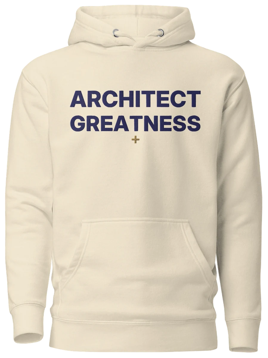 Architect Greatness Hoodie, Bone & Navy, the front