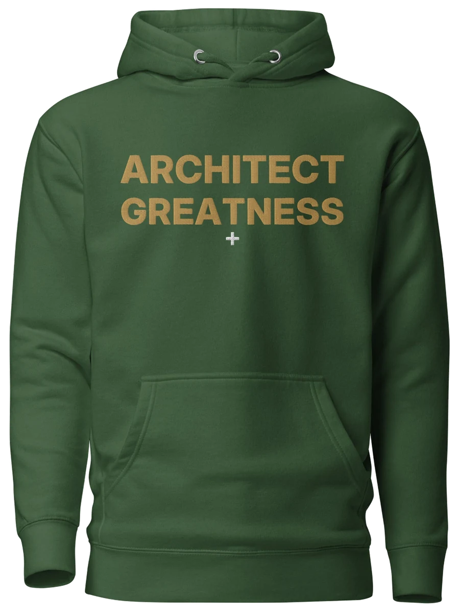 Architect Greatness Hoodie, Forest & Old Gold, the front