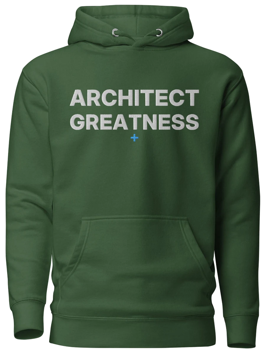 Architect Greatness Hoodie, Forest & White, the front