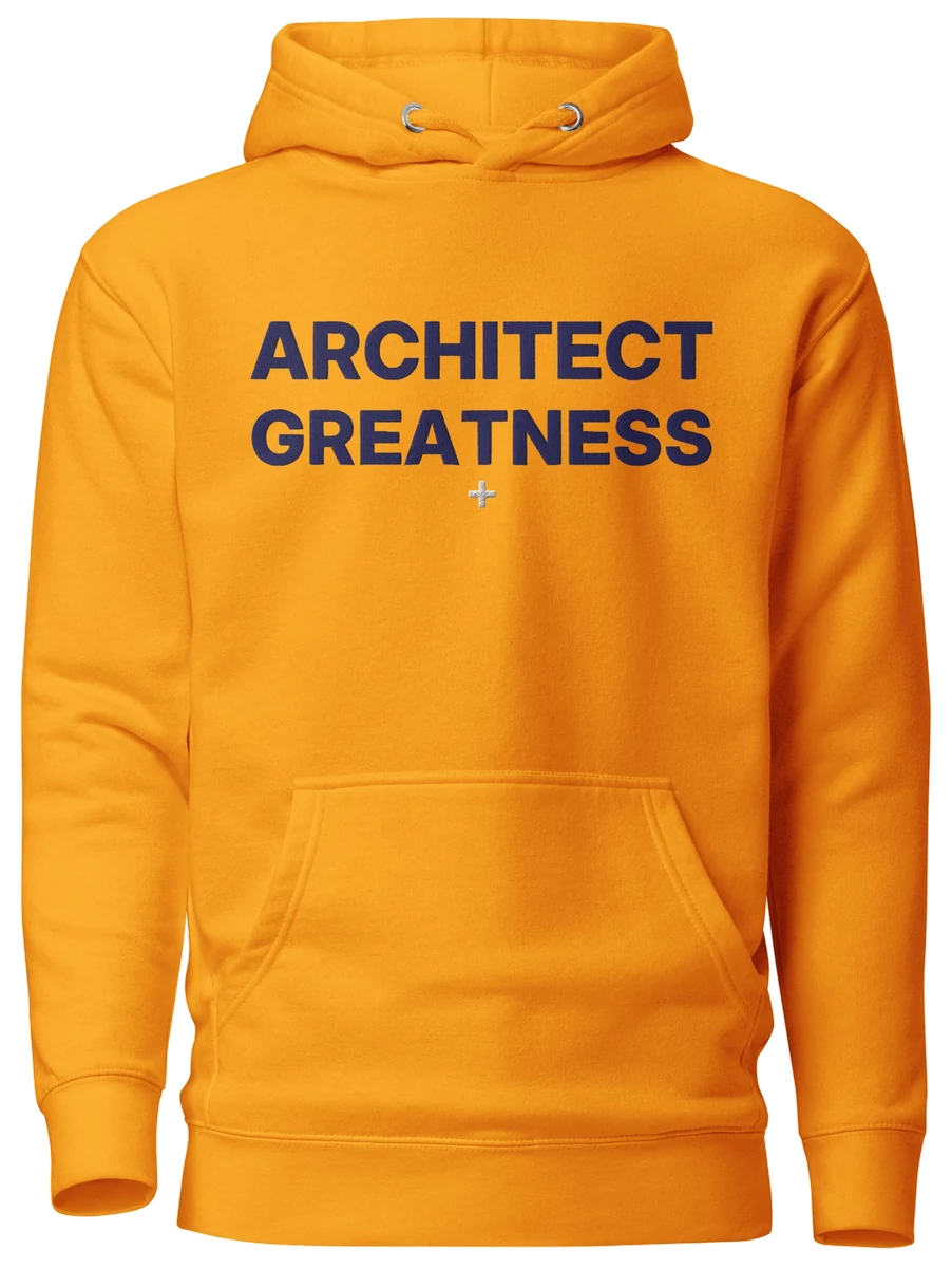 Architect Greatness Hoodie, Gold & Navy, the front