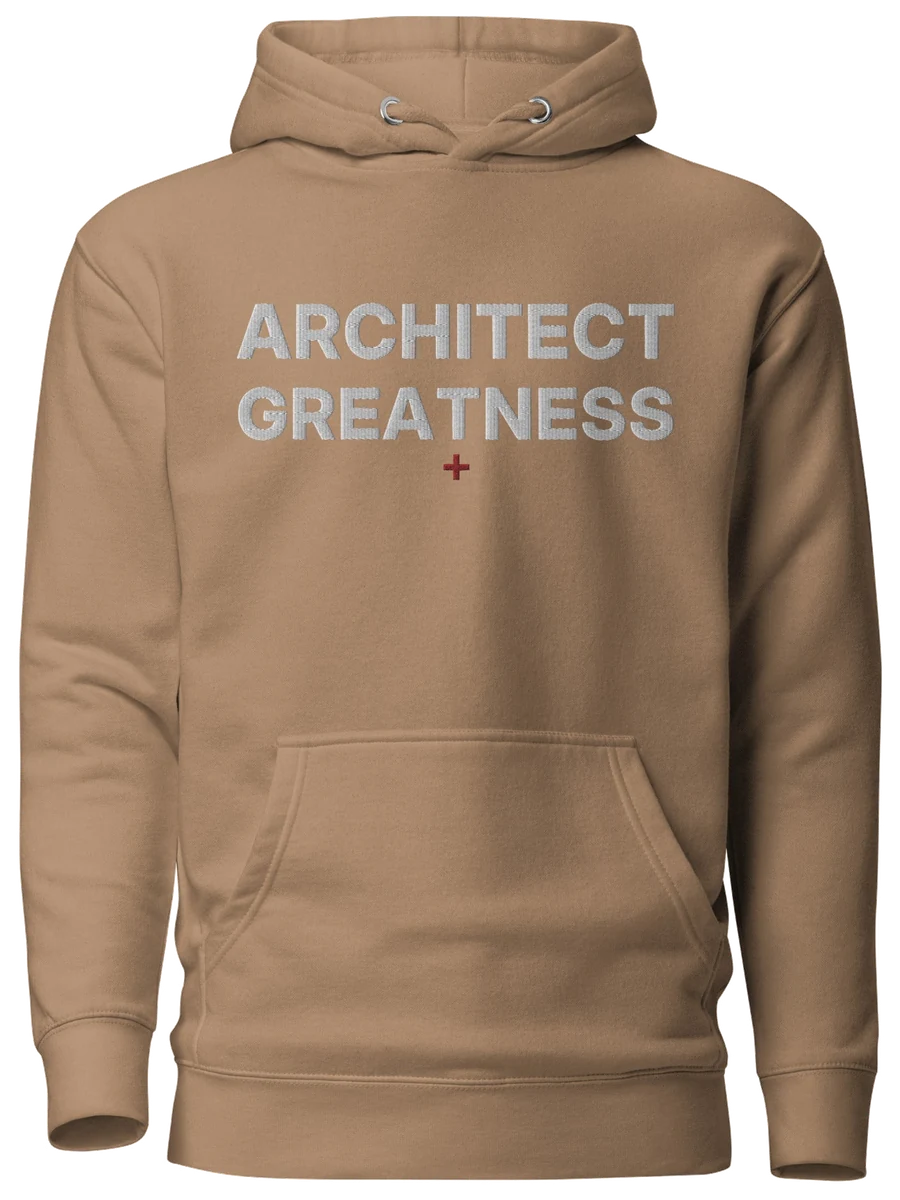 Architect Greatness Hoodie, Latte & White, the front
