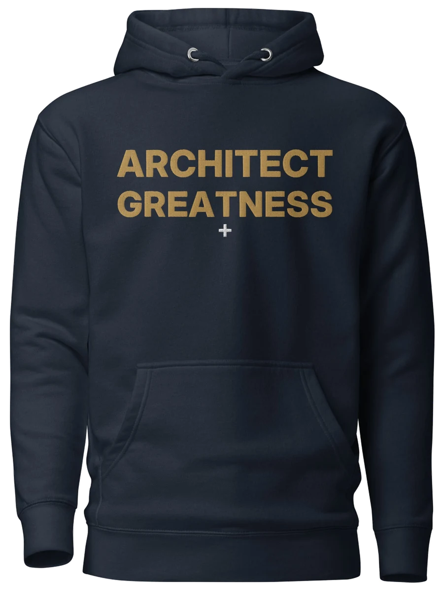 Architect Greatness Hoodie, Navy & Old Gold, the front