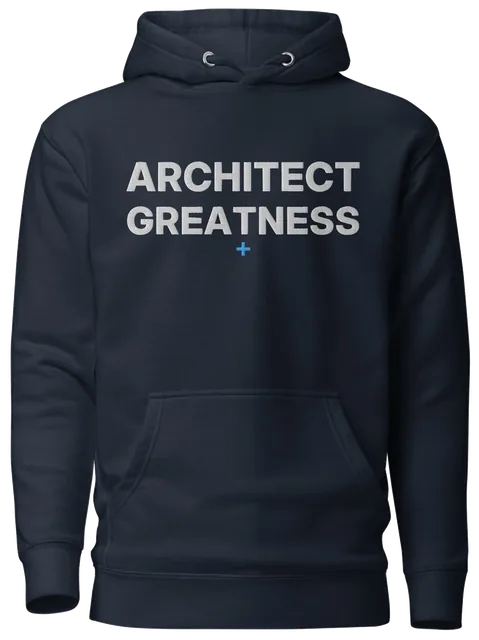 Architect Greatness Hoodie, Navy & White