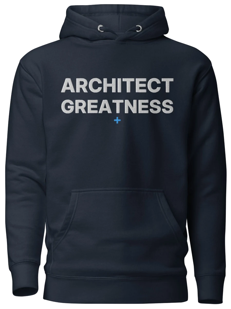 Architect Greatness Hoodie, Navy & White, the front