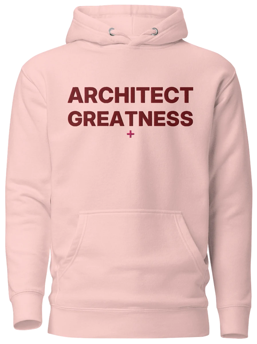 Architect Greatness Hoodie, Pink & Maroon, the front